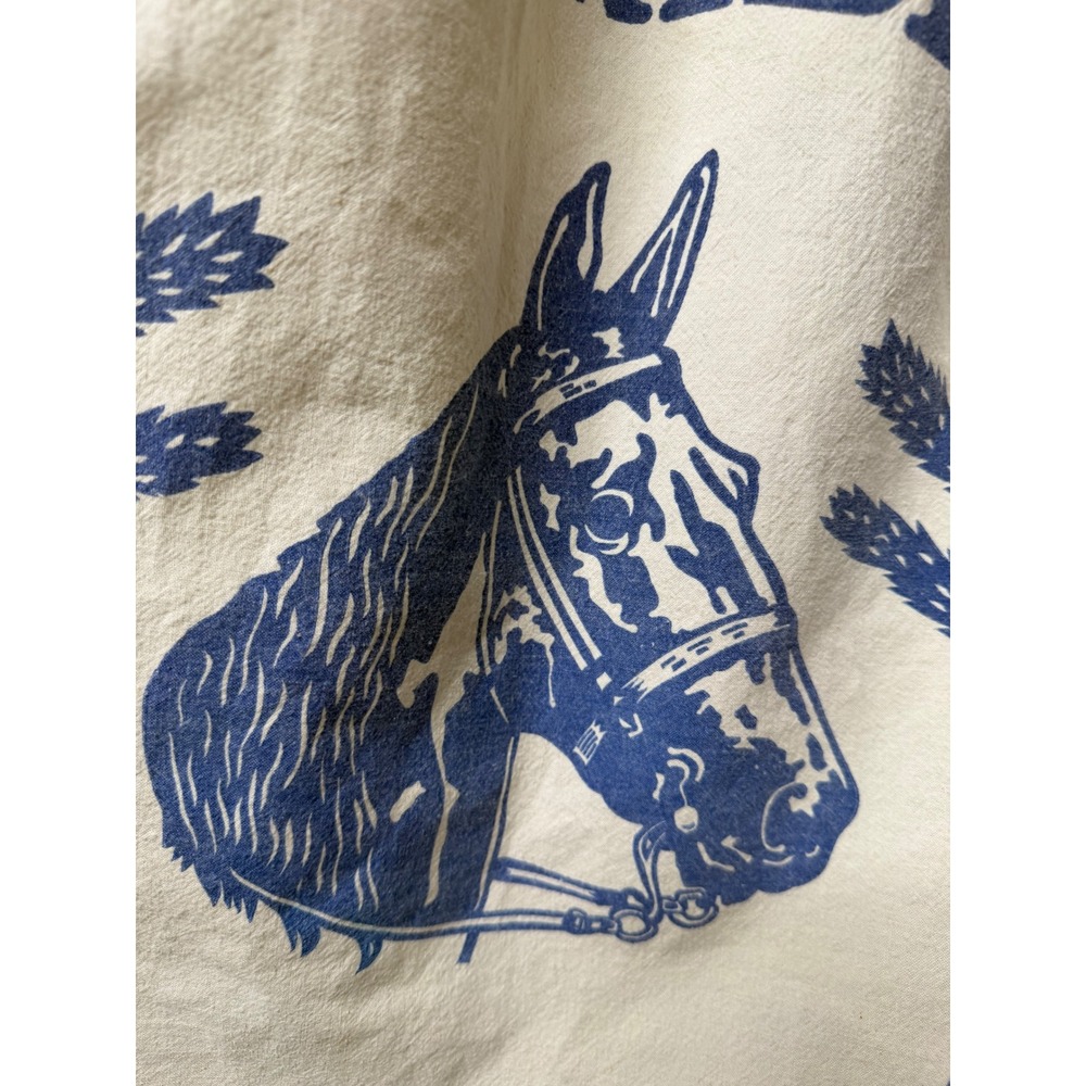 Feed Sack Dress Medium Blue Ribbon Horse Flour Upcycled Cottagecore Farmcore - Picture 12 of 16